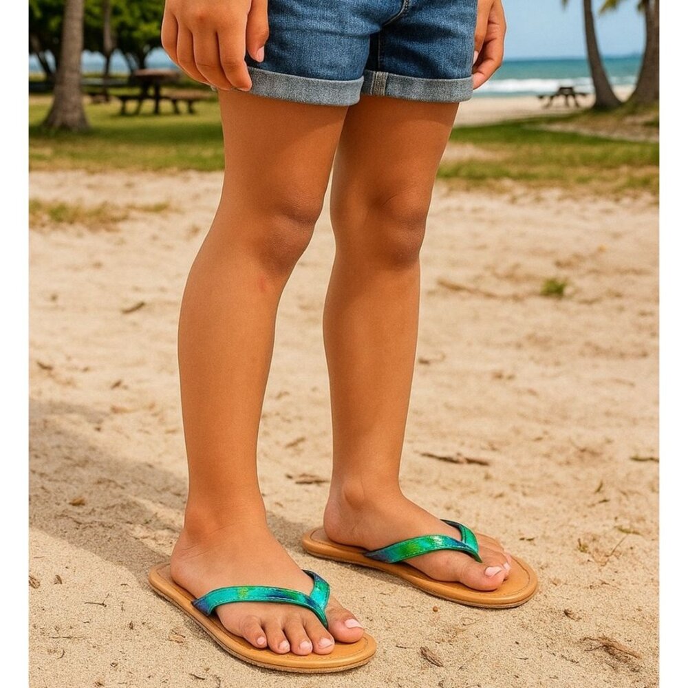 Cat & Jack 2/3 Girls Sandals Mermaid Lagoon Flip-flop Iridescent Shoes